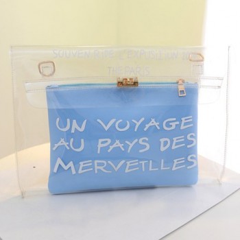 Stylish Women's Clutch With Letter Print and Transparent Design